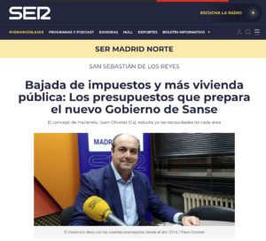 Juan Olivares Concejal Ciudadanos San Sebstián de los Reyes presupuestos 2020 