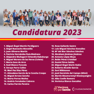 Candidatura Vecinos-por-SanSe -Ciudadanos 2023